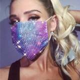 👉 Multicolor Fashion Crystal Glitter Mouth Face Mask Unisex 2020 Rhinestone Prom Party Body Jewelry