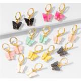 Zirconia vrouwen meisjes Latest Butterfly Earrings Colorful Cute Insect Acrylic Korean women Stud Earring Cubic Girls Jewelry Gift