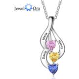 👉 Hanger vrouwen JewelOra Personalized Engravable Name Necklaces for Women Custom 3 Heart Birthstone Pendants Jewelry Birthday Gifts