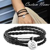 👉 Armband steel leather Custom couples bracelet Personalized Stainless Charm Bracelets Genuine Rope Men wom jewelry