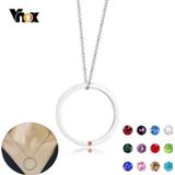 👉 Hanger steel vrouwen Vnox Personalized Birthstone Necklaces for Women Anti Allergy Stainless Circle Pendant Custom Birthday Gifts Jewelry