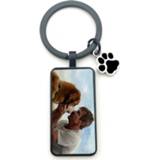 👉 Keychain zwart glas mannen meisjes Custom DIY Dog Photo Cool black rectangle I Love Crystal Pendant Man Girl Key Favorite Gift Souvenir