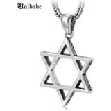 👉 Keychain zilver vrouwen S925 Sterling Silver Hexagonal Star Pendent Men And Women Pure Pendant