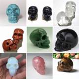 👉 Mineraal Natural Crystal Skull Gems Ghost Head Seiko Carved 30MM Punched Gemstone Specimens Minerals DIY Stone