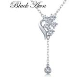 👉 Hanger zwart zilver BLACK AWN 2020 New 925 Sterling Silver Jewelry Heart Elegant Necklaces Pendants Female Bijoux Lover's Gift K020