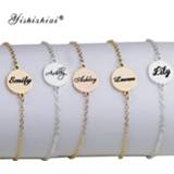 👉 Armband steel vrouwen Dainty Custom Name Bracelet Stainless Initial Charm Bracelets Women Personalized Jewelry Bridesmaid Gift