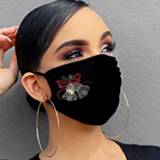 👉 Bandana zwart vrouwen Bling Crystal Mask Black Fabric Cotton Christmas for Women Rhinestone