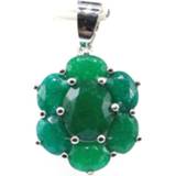 👉 Hanger donkergroen zilver vrouwen 27x17mm SheCrown Real Green Emerald Wedding Ladies Silver Pendant