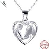 👉 Hanger zilver meisjes vrouwen Sales Silver 925 Jewelry Girl Feeding Horse Pendant Necklace Heart Women Fine caballo collana signora