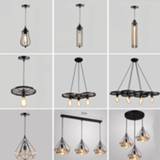 👉 Hanger zwart Vintage Industrial Pendant Lights,Modern Black Cage Iron Minimalist Retro Nordic Loft Pyramid Lamp Metal Hanging E27 Indoor