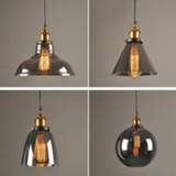 👉 Hanger Loft Restaurant Pendant Lights Industrial Smoky Glass Vintage Dining Lighting Retro Cafe Bar Hanging Lamp Lamps E27