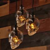 👉 Hanger Skull Pendant Lights Vintage Glass Hanglamp For Bedroom Dining Room Halloween Home Decor Restaurant Bar Led Luminaire Suspension