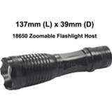 👉 Zaklamp 137mm (L) x 39mm (D) Zoomable LED Flashlight Host ( 1x18650 ) (1 pc)