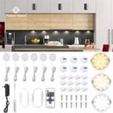 👉 Afstandsbediening Remote Control Dimming LED Under Cabinet Lamp DC12V Puck Round 21LEDs Wardrobe Lighting Cupboard Lights