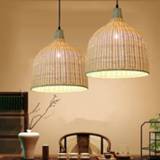 👉 Hanger Bamboo wicker rattan Pendant Light For restaurant bedroom Kitchen Shop wood Janpan Style dome