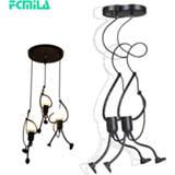 👉 Hanger mannen Creative Little Man Pendant Lights Climbing Lamp for Children Room Hanging Metal Cord Lamps Art Decoration