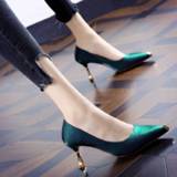 👉 Shoe donkergroen vrouwen Talon Femme Women Fashion Sweet Green High Quality Slip on Heel Shoes Lady Casual Summer Cool Office Heels G5515