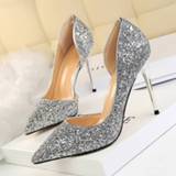 👉 Shoe wit goud vrouwen BIGTREE shoes New Women Pumps Sexy High Heels Gold kitten Sliver Wedding Ladies White stiletto