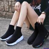 👉 Shoe zwart vrouwen Women Vulcanized Shoes Female Socks Trainers Slip-on Stretch Platform Black Sneaker 2020