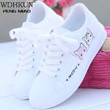 👉 Sneakers PU canvas vrouwen 2020 New Arrival Fashion Lace-up Women Casual Shoes Printed summer Cute Cat