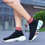 👉 Sock vrouwen High Top Casual Shoes Woman Woven Vulcanized Sneakers Schoenen Vrouw Soft Outdoor Walking Trainers
