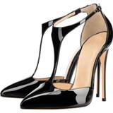 👉 Dress vrouwen Women's Pointed Toe High Heel Pumps T-Strap Shoes 12cm Stilettos Heels Zapatos De Mujer Women