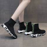 👉 Sock vrouwen Elastic shoes women's spring and autumn Paris new high top knitting thick bottom versatile sports socks boots
