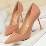 Stiletto suede vrouwen shallow mouth pointed womens shoes zapatos de mujer Fashion sexy pedicure was thin high heesl women's