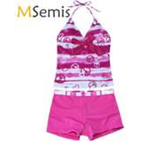 Tankini kinderen meisjes Kids Girls Swimsuit Heart Print Swimwear Halter Set with Bra Pads for Summer swimming Children's Bathing Suit
