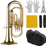 👉 Glove brass goud Muslady B Flat Baritone Bb Wind Instrument Gold Lacquer Surface with Carry Case Mouthpiece Gloves Cleaning Cloth