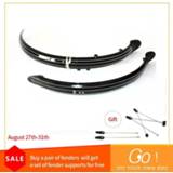 👉 Bike zwart PVC zilver Long Mudguards bicycle Fender Set with v-stays Flexible Full Black/silver 700C 26