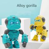 👉 Ornament alloy Mechanical Boxing Orangutan Ornaments Acousto-optic Toys Unique Mobile Phone Bracket Voice Control Induction Robot Gift