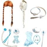 👉 Glove blauw meisjes kinderen Girls Snow Queen 2 Accessories Kids Elsa Anna Wig Elza Gloves Blue Necklace and Earring Children Cosplay Toy Play Game Bauble