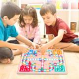 Ladder kinderen 2 in 1 Double-Faced Wooden Flying Ludo Snake Game Board Kids Family Toy