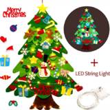 👉 Ornament kinderen DIY Crafts LED Felt Christmas Tree Toys Door Wall Ornaments Fake Kids Toy Party Decoration For Home