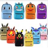 👉 Backpack canvas Pokemon Haunter Eevee Bulbasaur Students Shoulders Bag Pocket Monster Schoolbags Laptop Bags