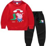 Pullover baby's jongens meisjes Peppa Pig Baby Boys Girls Autumn Winter 2 Piece Toddler Pants Set Sport Christmas Long Sleeve Hooded Children Clothing