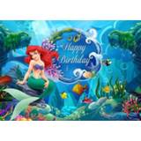 👉 Poster meisjes Disney Background Cloth Mermaid Birthday Party Wall Decoration Photo Girl Room Fairy Tale Princess Gift