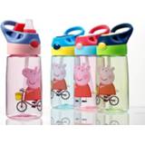 👉 Water bottle 450ML Peppa Pig Cartoon Portable Drink Straw Sippy Cup with Lanyard Children Bottles Learning Drinking