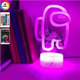 👉 Afstandsbediening kinderen Hot Game Among Us 3D LED Night Light Touch Remote Control Colorful Nightlight for Kids Bedroom Bedside Children's Christmas Gift