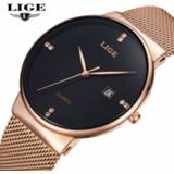 👉 Watch steel LIGE Men's Watches New luxury brand men Fashion sports quartz-watch stainless mesh strap ultra thin dial date clock