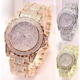 👉 Watch rose goud vrouwen Luxury Women Quartz Wristwatch Gold Diamonds Analog Watches Fashion No Scale Clock Zegarek Damski