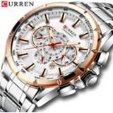 👉 Watch steel CURREN Sport Watches Men's Luxury Brand Quartz Clock Stainless Chronograph Big Dial Wristwatch with Date Relogio Masculino