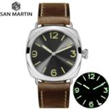 👉 Watch steel leather San Martin Stainless Fashion Simple Automatic Men's Mechanical Holvin Strap Relojes 200M Water Resistant