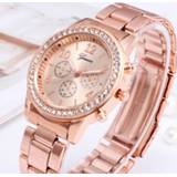 👉 Watch steel vrouwen for women Luxury Fashion Geneva Rhinestone Stainless Fake Three Eyes Quartz Gift lady Relógio Femino