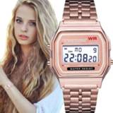 Watch rose goud zilver vrouwen Electronic Watches Gold Silver Woman Men Digital Display Retro Style Clock Men's Wristwatches
