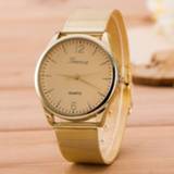 👉 Riem steel alloy vrouwen Geneva Ladies Trend Golden Stainless Mesh Belt Watch Digital Simple Ultra-Thin Strap Quartz Women Watches relógio