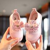 👉 Sneakers kinderen meisjes jongens Autumn Kids Fashion Solid Color Bowtie Girls Cloth Shoes Children Boys Sport Flat Student Size 21-36 SYY168