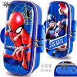 👉 Pencil large jongens Spider-Man Captain America Stationery Box Boy Capacity Marvel Elementary School Children Pen Bag Clutch