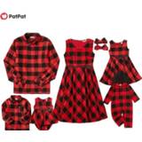 👉 Rompertje rood zwart PatPat Mosaic Family Matching Plaid Sets Cotton Christmas 2020 Sets(Dresses-Shirts- Rompers) Red Black Look Party Dress